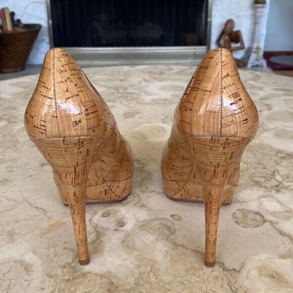 Michael Kors Patent Leather Cork Finish Platform Stilettos 5” Heel 1” Platform - Picture 7 of 15